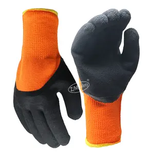 Outdoor Winter Warm Lining Foam Latex 3/4 Palm Coated Work Gloves Men Construction