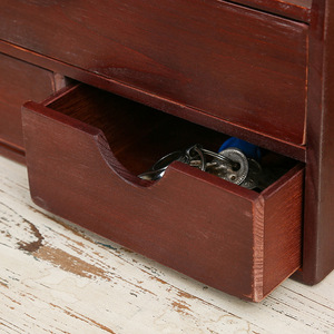 Wooden Desktop Organizer With <b>Drawers</b> Brown Rectangle Standing Type Solid Wood <b>Storage</b> <b>Box</b> For Cosmetic And Office Use - Product Image 4