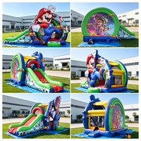 Château gonflable commercial Mario Moonwalk avec toboggan combiné, château de saut Mario avec souffleur d'air