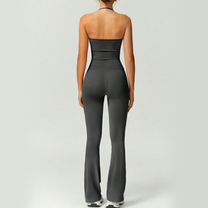 Hot Selling Women's Peach Butt Sports Jumpsuit with Halter Quick Dry Beauty Back Tight Sleeveless <strong>Yoga</strong> <strong>Bodysuit</strong> for Fitness - Product Image 4