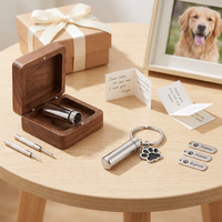 Yiwu Aceon memoria de acero inoxidable mascota ceniza urna joyería regalo personalizado grabado cilindro tapón de rosca colgante pequeña pata encanto llavero