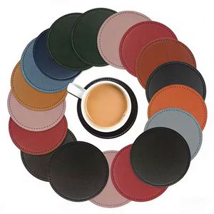 Posavasos Personalizados al por Mayor con Logotipo Impreso para Bebidas, para Restaurantes, Hoteles, Regalos Promocionales Empresariales, Posavasos Redondos de Cuero PU con Logotipo - Product Image 4