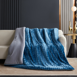 Couette d'hiver en fausse fourrure de lapin à carreaux dégradés de luxe, ultra douce, épaisse et chaude, pour chambre moderne, literie moelleuse <span class=keywords><strong>Queen</strong></span>/King - Product Image 6