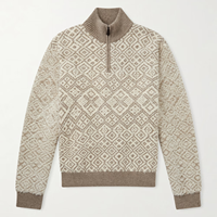 Pull en maille jacquard côtelé à col montant et fermeture éclair, coupe oversize, pour homme, tendance