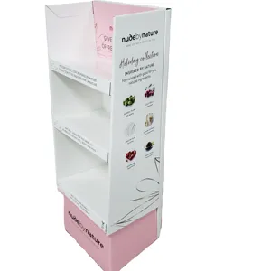 Custom Advertising Retail Cardboard Cosmetic and Make up Products Shelf Paper Floor Display Stand