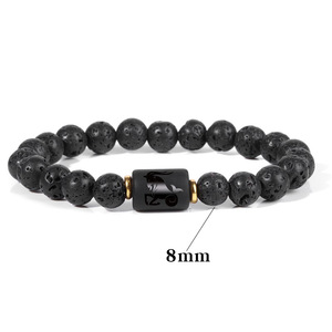 Pulsera del Zodiaco para Hombre y Mujer, Piedra Volcánica de 8mm, Amuleto de la <span class=keywords><strong>Suerte</strong></span>, Pulsera con Signo del Zodiaco, Joyería de Moda, Regalos - Product Image 6