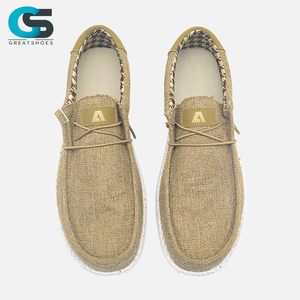 Greatshoes Chaussures de marche décontractées en cuir véritable kaki pour la vie quotidienne, Mocassins <span class=keywords><strong>bateau</strong></span> décontractés en toile pour hommes, Chaussures à enfiler pour hommes - Product Image 4