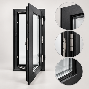Finestre a Battente Orizzontali Moderne in Lega di <span class=keywords><strong>Alluminio</strong></span> con Vetro Temperato, Isolamento Termico e Zanzariera Integrata per Progetti Residenziali - Product Image 2