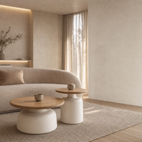 Table basse en pierre avec structure en fer, design moderne et minimaliste pour petit appartement, salon