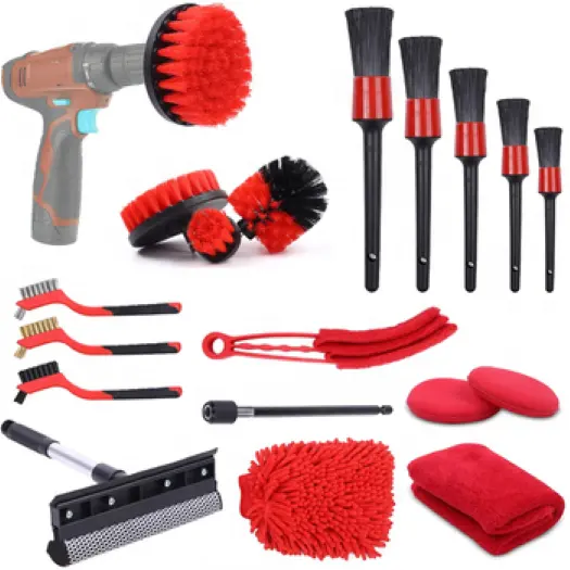 Factory Hotsale Detailing supplies Cleaning Tools 19 Pcs Set Car Wash Cleaning Brush Kit