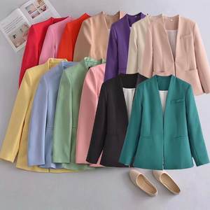 Abrigo de línea nueva de primavera para mujer, Color sólido, temperamento a la moda, traje informal sin botones, abrigo, Blazers de bolsillo para mujer - Product Image 1