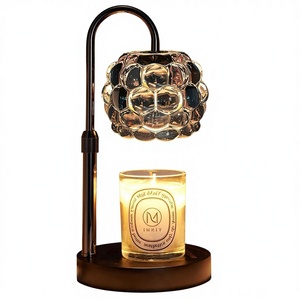 Cross-Border New Style European American Design Flameless Wax-Melting Aromatherapy <strong>Lamp</strong> <strong>Glass</strong> <strong>Shade</strong> Iron Body Timed Table <strong>Lamp</strong> - Product Image 1