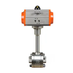 DN25 -196degree Ultra-Low Temperature Forged SS304 Steel Extended Stem Female Thread Pneumatic Cryogenic Ball Valve