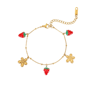 Bijoux pour bébés mignons Éléments de fruits Bracelet hypoallergénique en acier inoxydable Étanche Fleur de fraise et de cerisier pour filles - Product Image 3