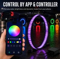 Feux de roue LED RGBW 12V à quatre rangées, doubles côtés, avec télécommande et contrôle par application, état neuf, éclairages de tuning pour camions, SUV et véhicules tout-terrain