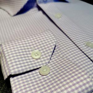 Camisa Formal para Hombre, 100% Algodón, Diseño Geométrico a Cuadros <span class=keywords><strong>Vichy</strong></span> Morado |   Camisetas de Verano Personalizables, Transpirables y Ecológicas - Product Image 6