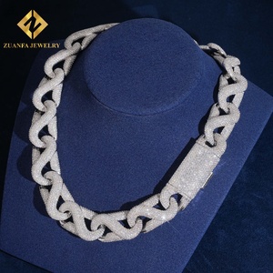 Nueva Llegada de Joyería Fina, Cadena Cubana de 20 mm, Joyería de Moissanita, Cadena Hip Hop, Plata 925 con Baño de Rodio, Pasa la Prueba del Diamante - Product Image 1