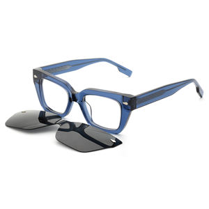 جديد عالي الجودة مشبك TAC مستقطب مغناطيسي على النظارات الشمسية شعار مخصص مربع إطار اسيتات سميك نظارات - Product Image 4