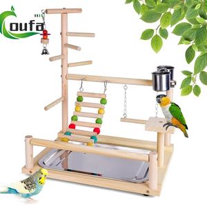 Van Pet Papegaai Houten Vogel Speeltuin Speelgoed Vogel Baars Gym Box Ladder Met Feeder Cups - Product Image 1