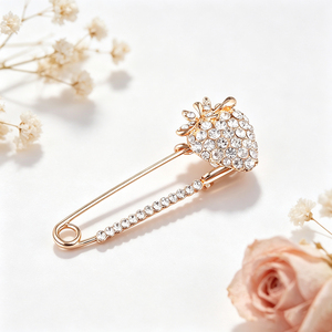 Fashion Accessories Wholesale Zinc Alloy Inlaid Crystal Brooch <b>Pins</b> Custom Rhinestone Safety Clips for Women Scarf Garment - Product Image 5