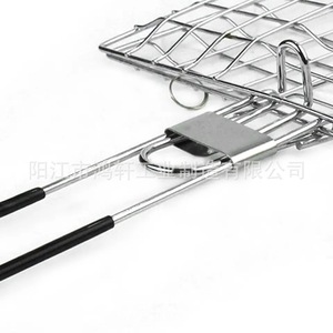 Clip de barbecue pliable chromé carré 40,8x22x2,6cm pour viande, légumes, poisson, cuisson en extérieur, pâtisserie, barbecue - Product Image 4