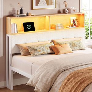 Cabecera Moderna Acolchada SENYU con Estantes de Almacenamiento e Iluminación LED para Dormitorio - Product Image 5