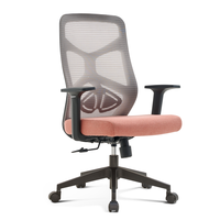 Chaise de bureau ergonomique en maille avec support lombaire, accoudoirs fixes, chaise de bureau pour la maison ou le bureau, rose