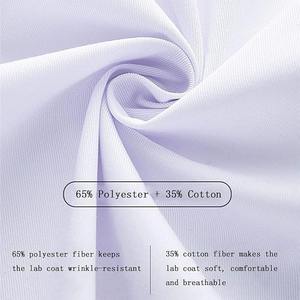 Telas de Bata de laboratorio duraderas para hospitales para uso prolongado, bata médica polivinílico de algodón de manga larga, uniforme de batas de laboratorio Unisex blanco - Product Image 5