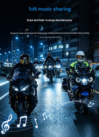 Casque de moto avec interphone V2 Mesh, portée de 520 m, 25 h d'autonomie, partage de musique, audio 1vN pour la communication en équipe lors de la conduite