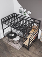 Lit mezzanine en métal au design moderne de haute qualité, taille Queen/King Size avec escaliers à panneaux en bois pour mobilier de dortoir ou d'hôtel