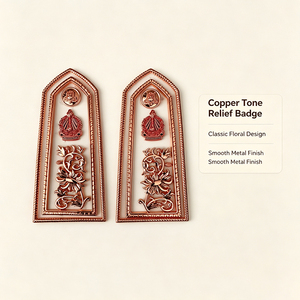 Cambodia Rose Gold Plated Shoulder Board Badge Pair 3D Floral Metal Insignia Custom Uniform Epaulette Lapel <b>Pin</b> - Product Image 3