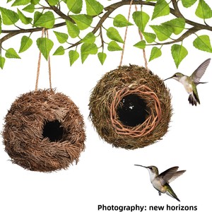 Nouvelle Cage à Oiseaux Ronde Créative Faite à la Main avec Toit en Herbe Tressée pour Animaux Exotiques – Décoration de Jardin Écologique – Produit Phare de la Chaîne d'Approvisionnement - Product Image 3