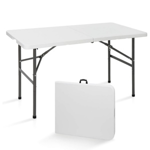 <span class=keywords><strong>Tavolo</strong></span> Pieghevole Portatile Bianco da <span class=keywords><strong>Esterno</strong></span> 4ft 122cm in <span class=keywords><strong>Plastica</strong></span>, <span class=keywords><strong>Tavolo</strong></span> da Campeggio Portatile con Standard EN581 - Product Image 1