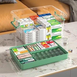 Boîte de rangement pour médicaments transparente avec plateau de séparation amovible, contenants de stockage hermétiques à double couche, organiseurs de pilules - Product Image 2