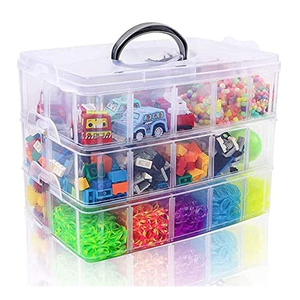 3-Tier stackable organizer storage plastic stackable storage box for Arts and Crafts, Toy, Fuse Beads, Washi Tapes