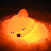 Veilleuse LED en silicone en forme de renard, mignonne, rechargeable par USB, à piles, blanc chaud, à commande tactile, intensité réglable, certifiée CE, pour chambre et maison