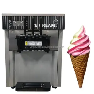 Mini máquina de sorvete macia 3 sabores de mesa, fabricante de sorvetes