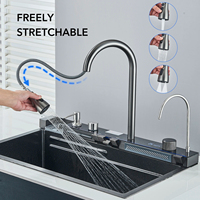 Lavabos et robinet de cuisine intelligents de luxe multifonction Delux avec cascade et lave-vaisselle