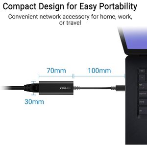Adaptador Ethernet USB-C2500 V2 2.5Gbps Tipo-C RJ45 LAN para Computadora de Escritorio y Portátil, Windows y Linux, Negro, 10/100/1000Mbps - Product Image 2