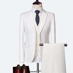 Costumes de <span class=keywords><strong>smoking</strong></span> pour <span class=keywords><strong>homme</strong></span> en 2 et 3 pièces, coupe ajustée, style italien, respirants, imperméables, <span class=keywords><strong>veste</strong></span> de blazer noire pour mariage, 80% polyester/20% coton - Product Image 1