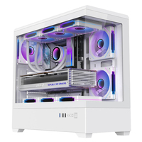 Mid Tower ATX Gaming PC Case with Glass Side Panel M-ATX Power Supply Cooling Fans USB3.0 7 Slots for Gamers