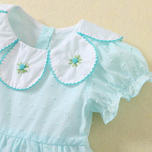 Sommerliches Mädchenkleid mit Spitzenmuster, lässigem, süßem Blütenblattkragen, Prinzessinnenkleid für Babys, Baumwolle, A-Linien-Silhouette, Kinderkleid - Product Image 4