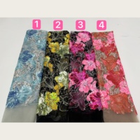 Tissu en dentelle de tulle brodé de sequins floraux tissés, grande taille, très résistant, 4 couleurs, pour robes de mariée et accessoires pour filles