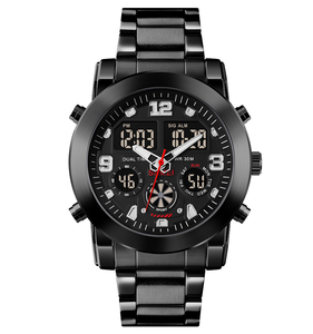 Skmei 1642 trois fois hommes grand cadran montre analogique et numérique à quartz en acier inoxydable montres - Product Image 1