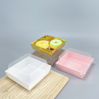 Boîtes alimentaires jetables carrées blanches de 5 pouces pour sandwichs, gâteaux, pâtisseries, charcuterie, avec couvercles transparents sécurisés