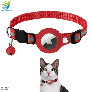 Collares de cuero para gatos, Material de PU, collares personalizados para gatos, soportes para rastreadores de perros pequeños antipérdida para Collar