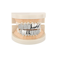 Nouveau Plaqué Or Hip-Hop Diamant Grillz Micro Pavé 5A Cubic Zirconia Dents Glacé Bling CZ HipHop Bijoux