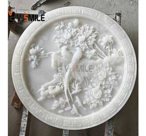 Decorazione della parete interna moderna scultura in pietra di marmo onice fiore rilievo della parete scultura - Product Image 1