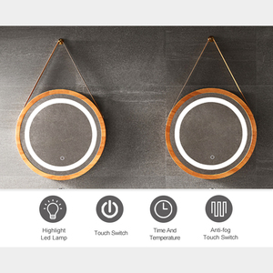 Nouvelle conception antique rond en bois rétro <span class=keywords><strong>miroir</strong></span> mural décoratif - Product Image 6