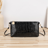 Pochette en cuir PU effet crocodile pour femme, brillante, avec dragonne, porte-monnaie multicolore, pochette cadeau pour dames